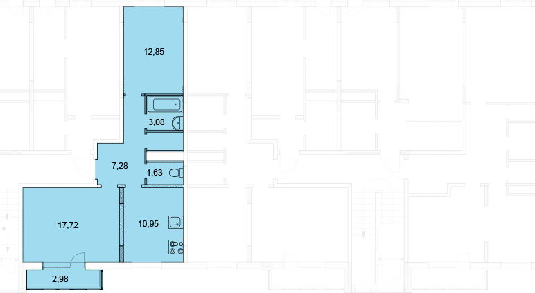 Двухкомнатная квартира 56.4 м²