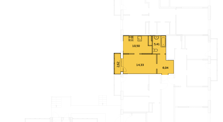 Однокомнатная квартира 37.05 м²